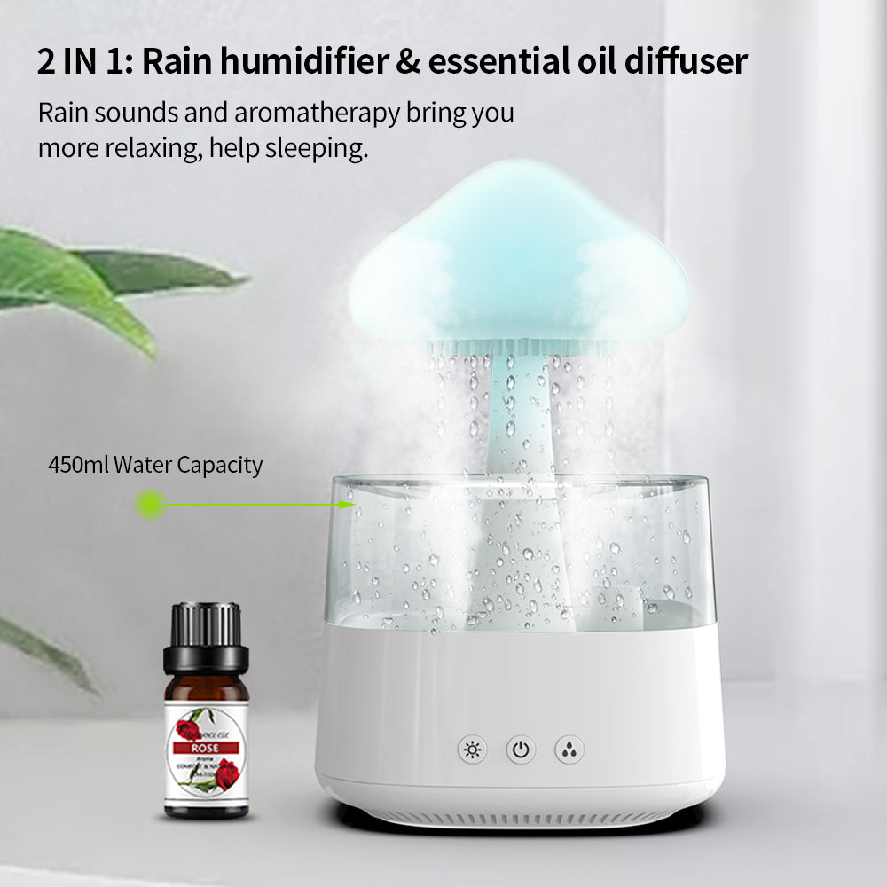Rain Cloud Humidifier showing water drip rain effect