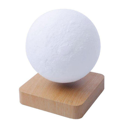 Moon lamp levitating with soft LED glow in bedroom