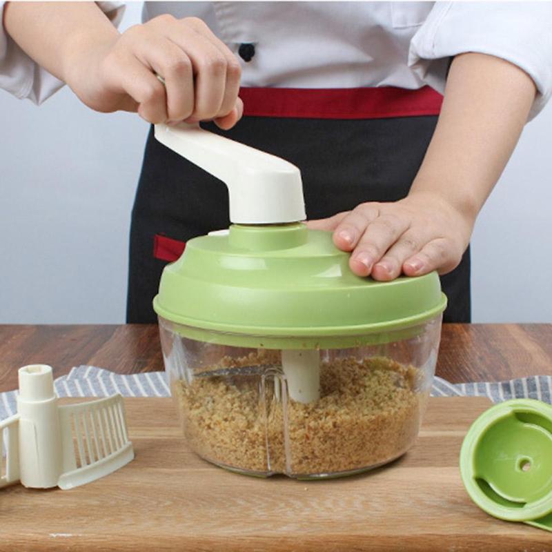 Food chopper in use chopping vegetables